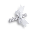 Molly Double Strand Pearl Grosgrain Bow Clip - White
