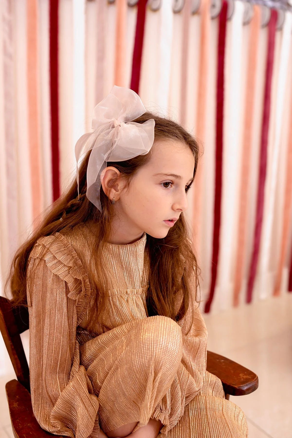 Oversized Organza Bow Clip - Sweet Nectar