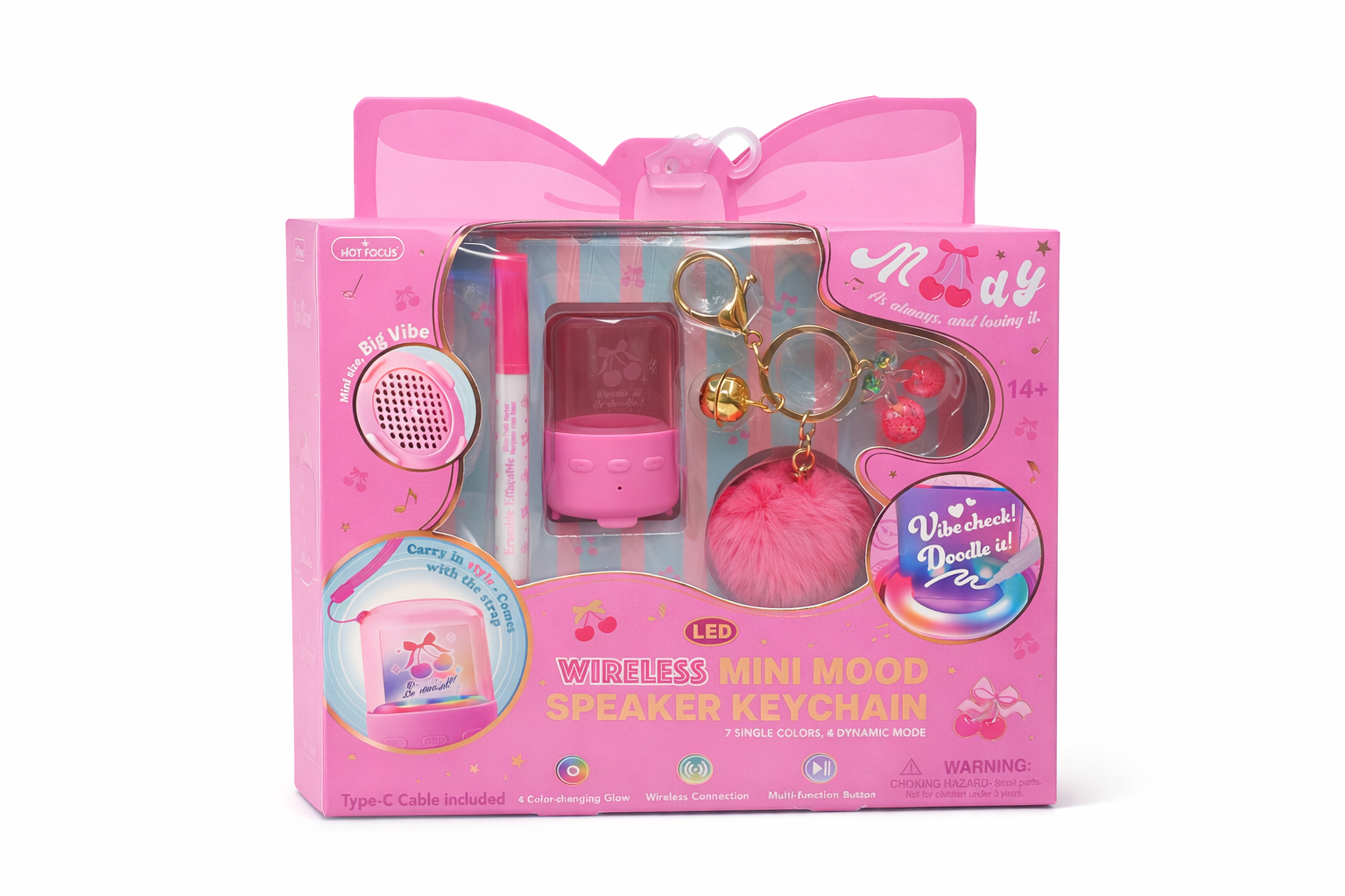 Wireless Mini Mood Speaker Keychain Pink