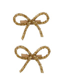 Glittered Bow Set Of 2 - Gold