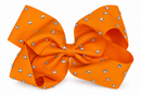 Rhinestone Grosgrain Bow - Orange