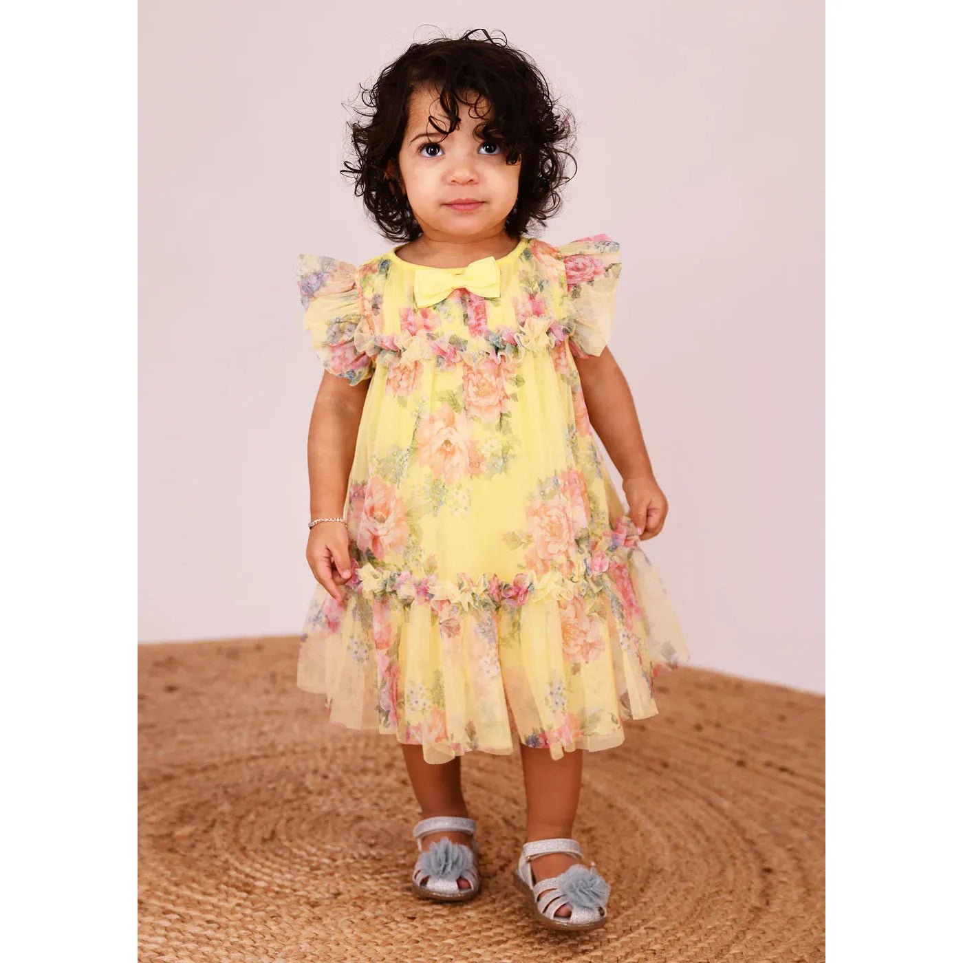 Yellow Rosebud Flower Baby Dress