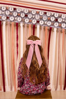 Madeline Velvet Long Tail Bow Clip - Rose