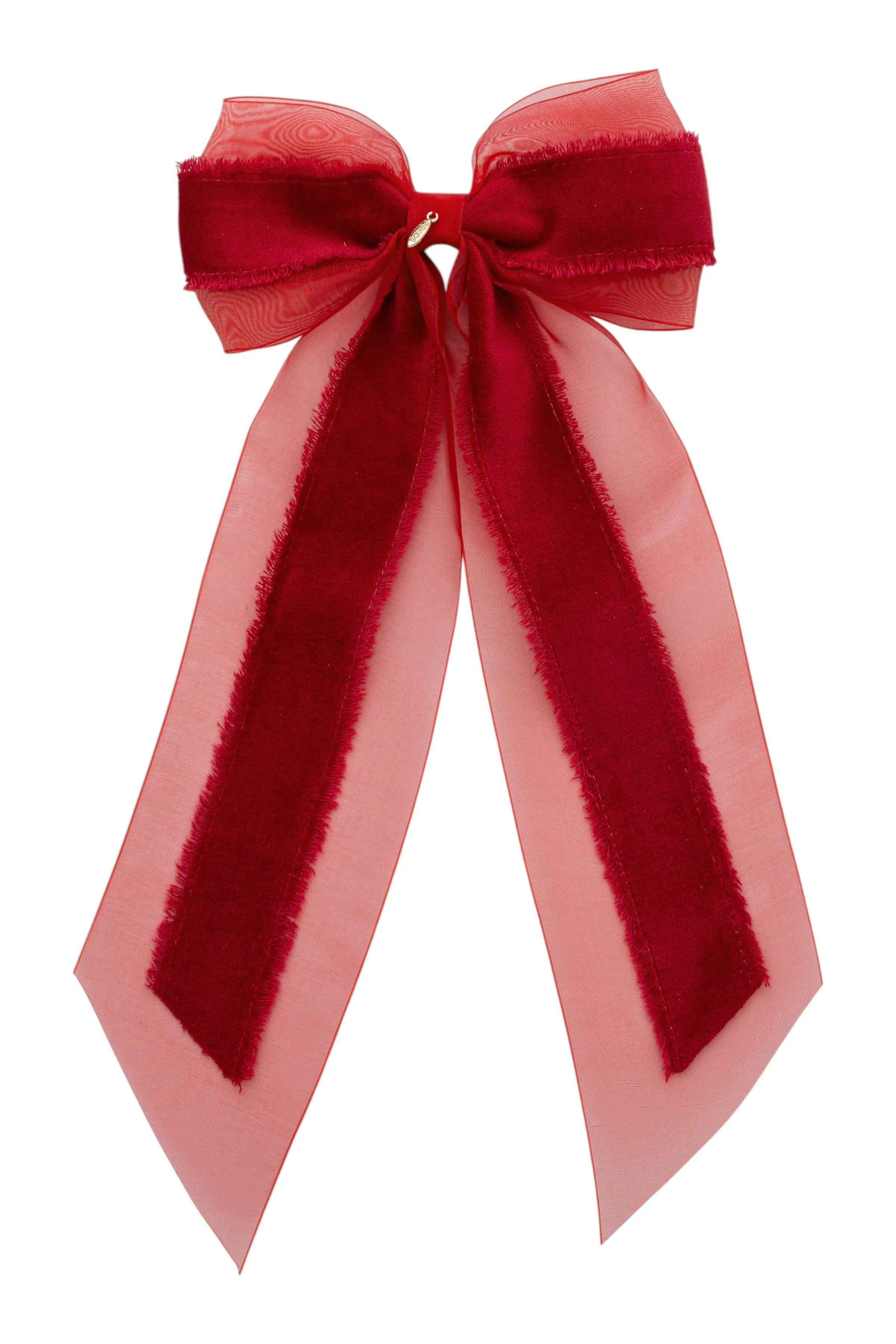 Primrose Princess Long Tail Bow Clip - Red