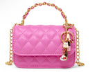 Classic Link Chain Top Handle Handbag - Hot Pink