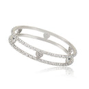 Double Row Heart Bangle Silver