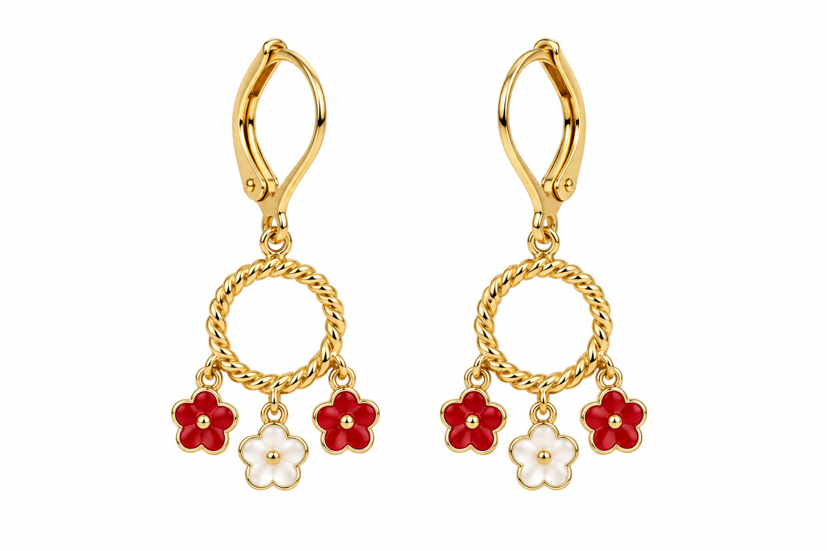 Red Flowers Earrings