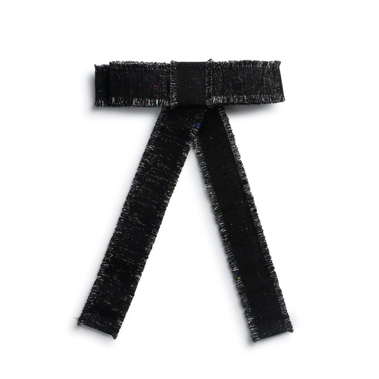 Sweetie Linen Fringe Bow Clip - Black