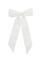Madeline Velvet Long Tail Bow Clip - White