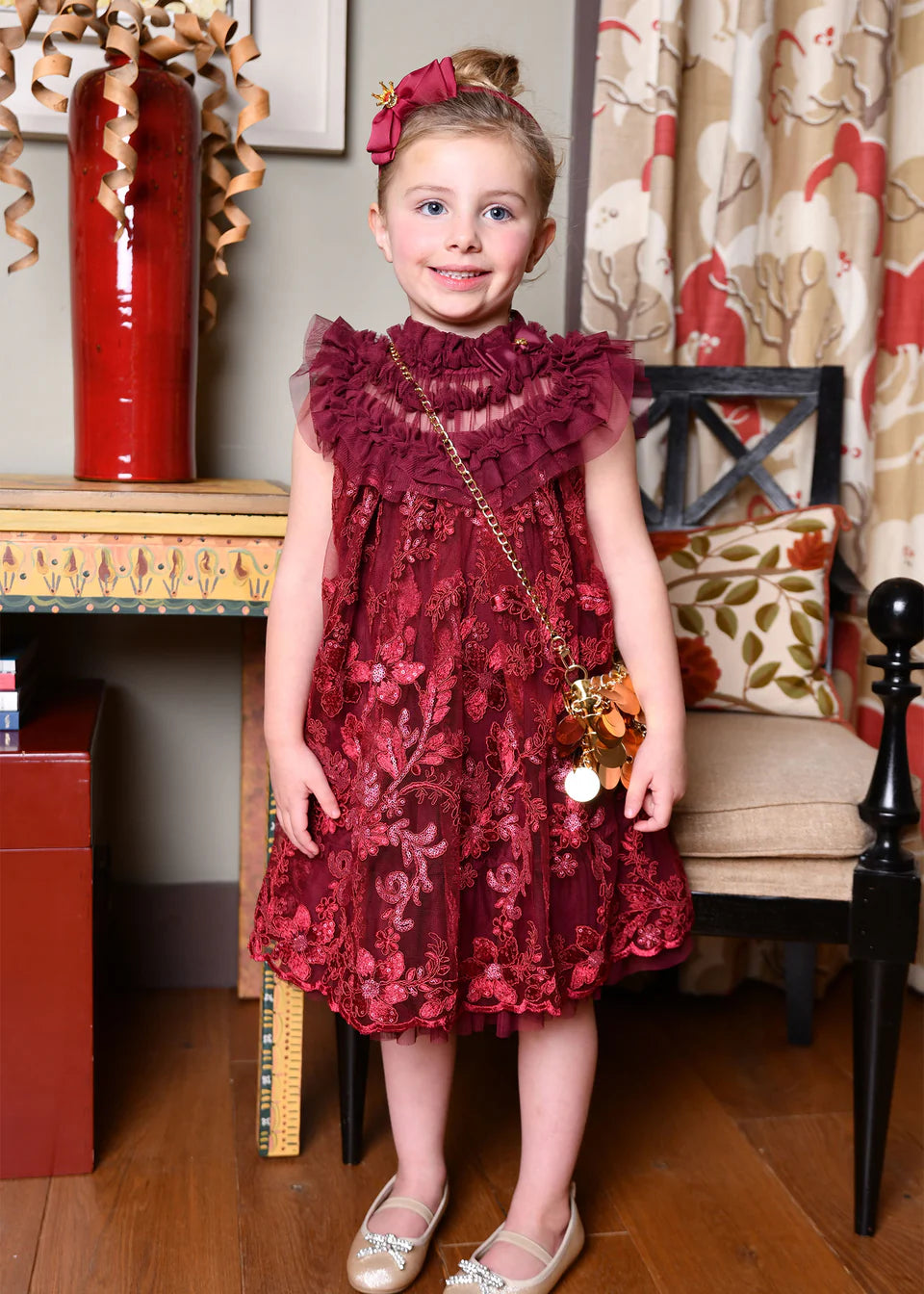 Dominique Burgundy Dress
