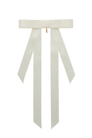 Piper Bow Long Satin Clip - Ivory
