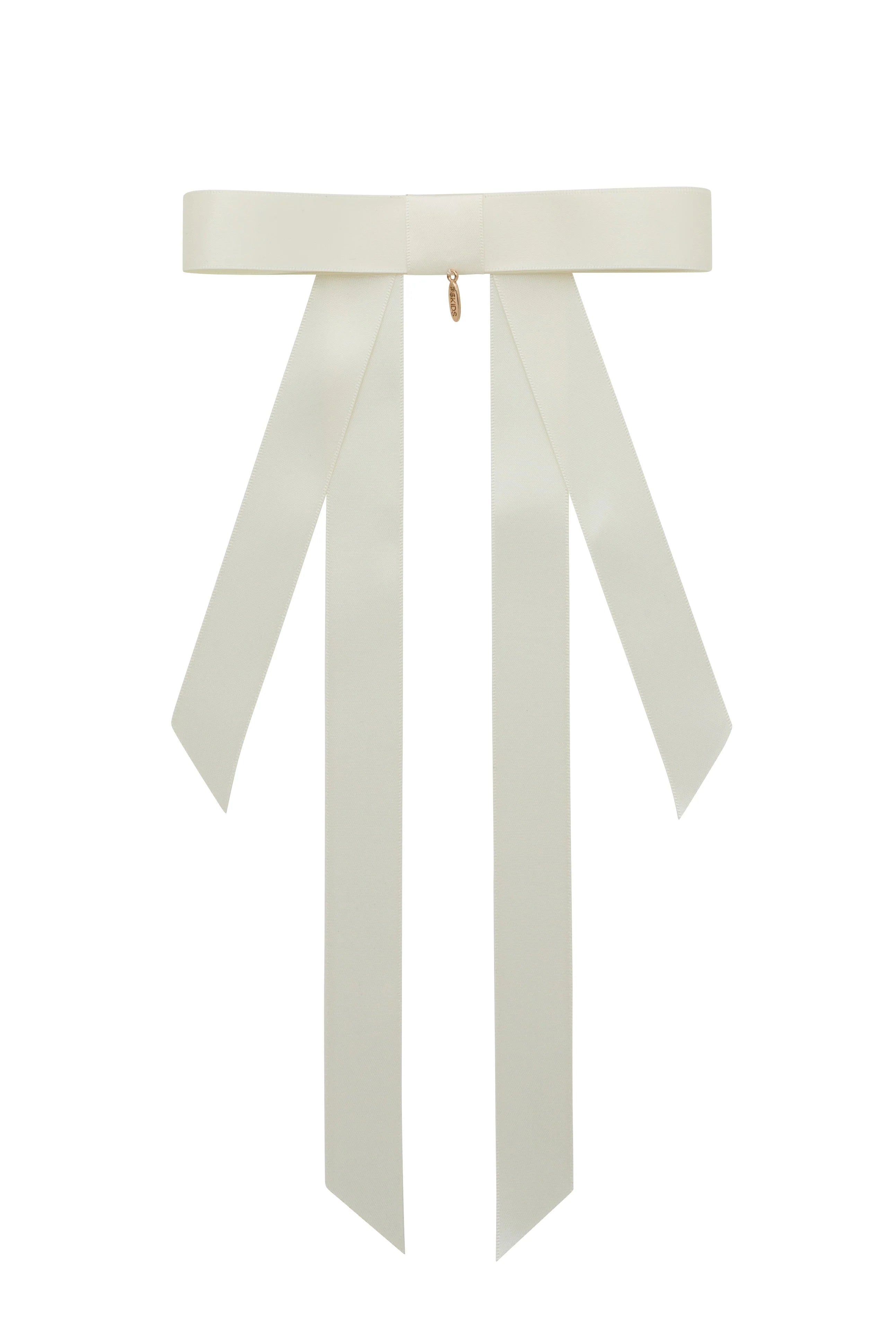 Piper Bow Long Satin Clip - Ivory
