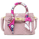 Crocodile Patent Scarf Handbag - Pink