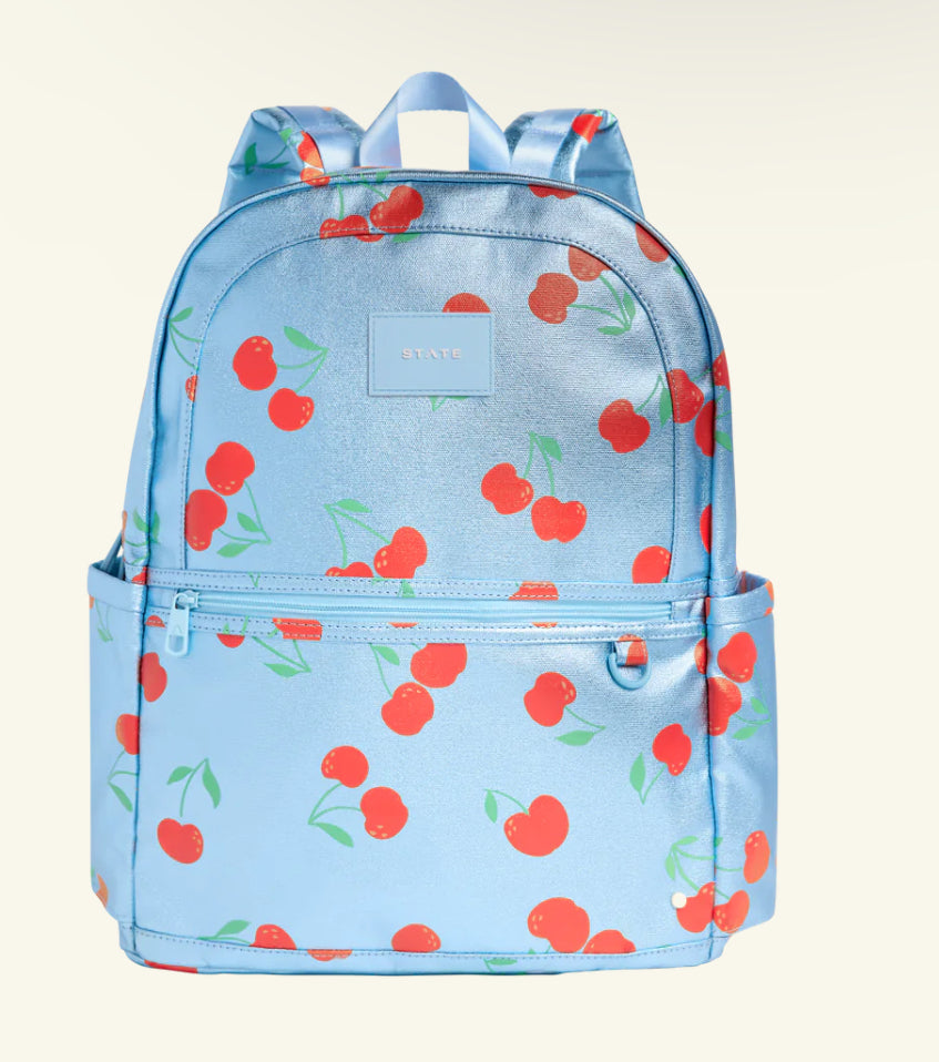 Blue Cherries Double Pocket Backpack