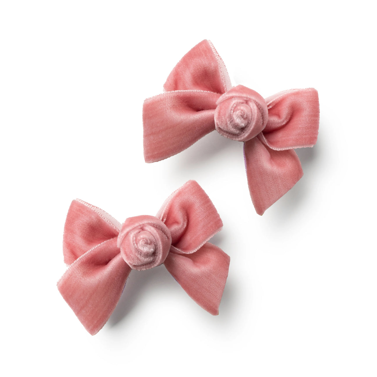 Rosette Velvet Double Clip Set Mauve