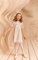 White Sequins And Beads Lace Dress