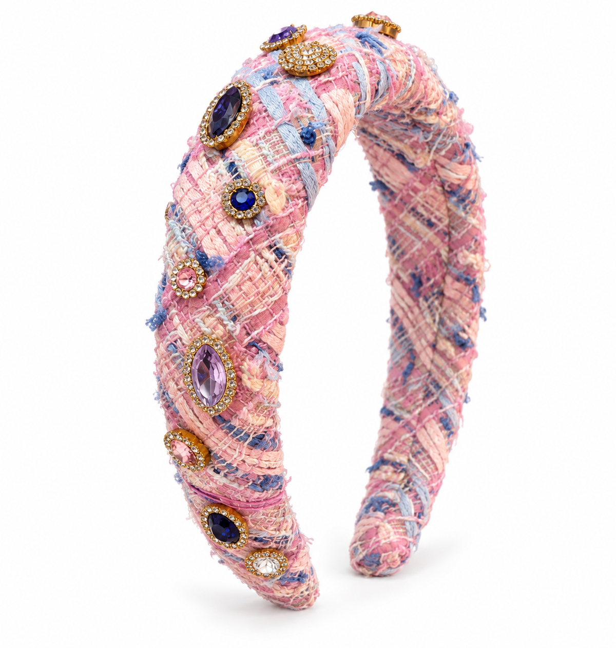 Jeweled Pink Tweed Headband