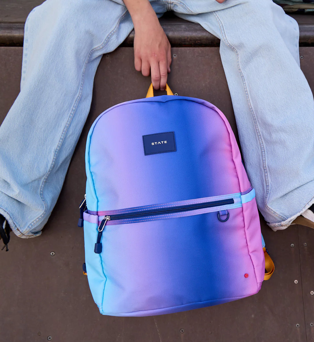 Blue/Pink Gradient Double Pocket Backpack