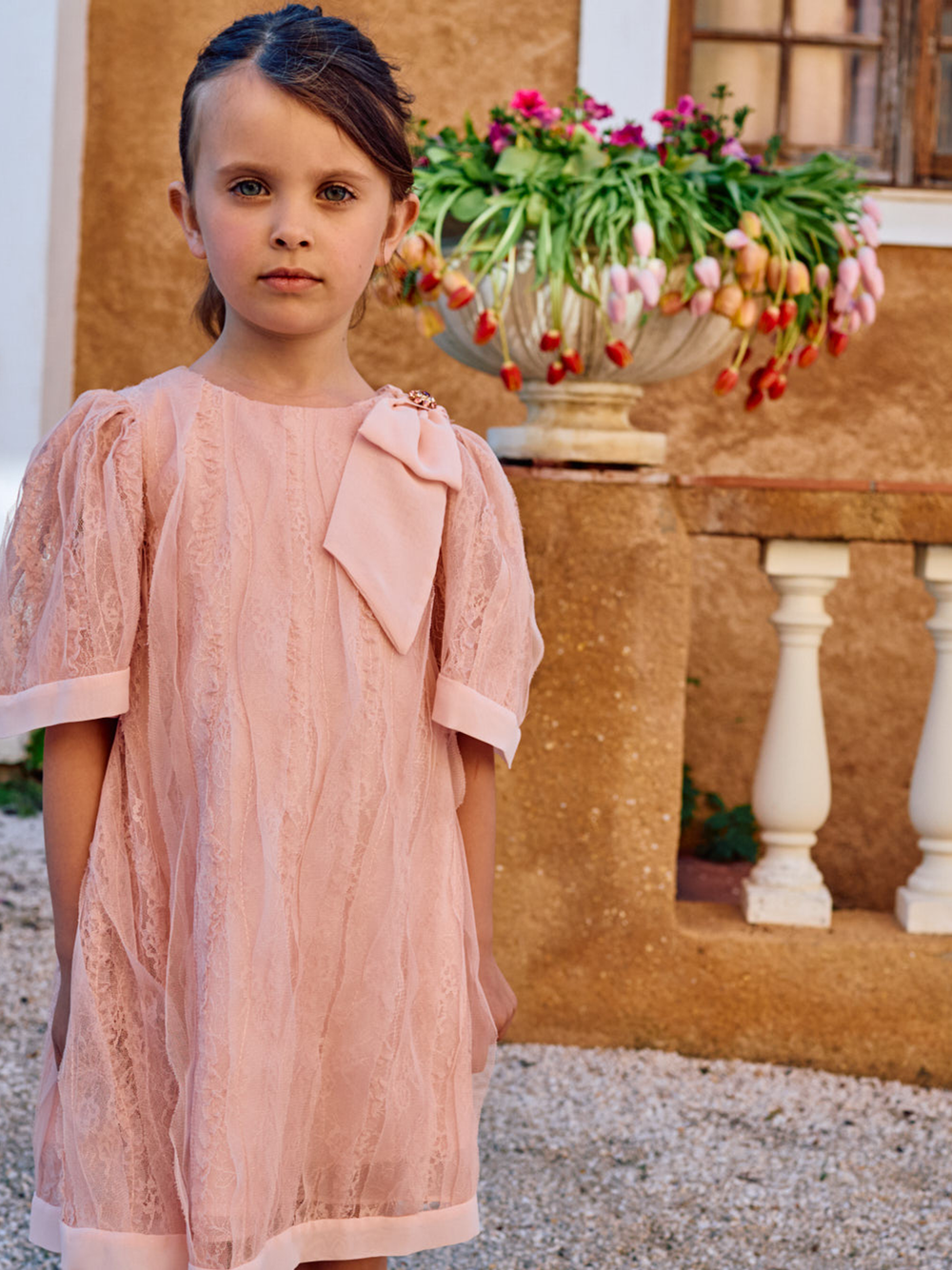 Pale Pink Dress With Decorative Bow