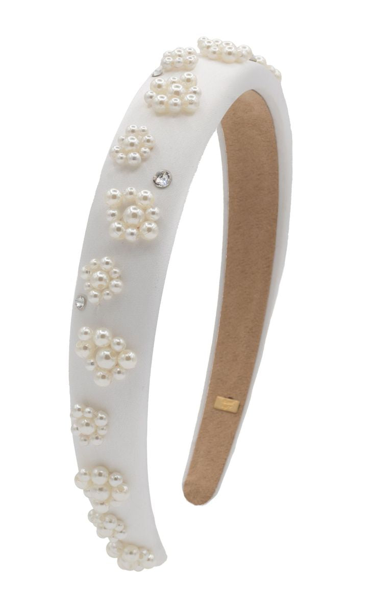 Satin Flower Headband - White