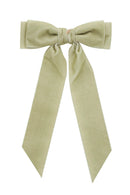 Madeline Velvet Long Tail Bow Clip - Antique Green