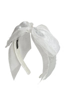 Primrose Bow Headband - White/silver
