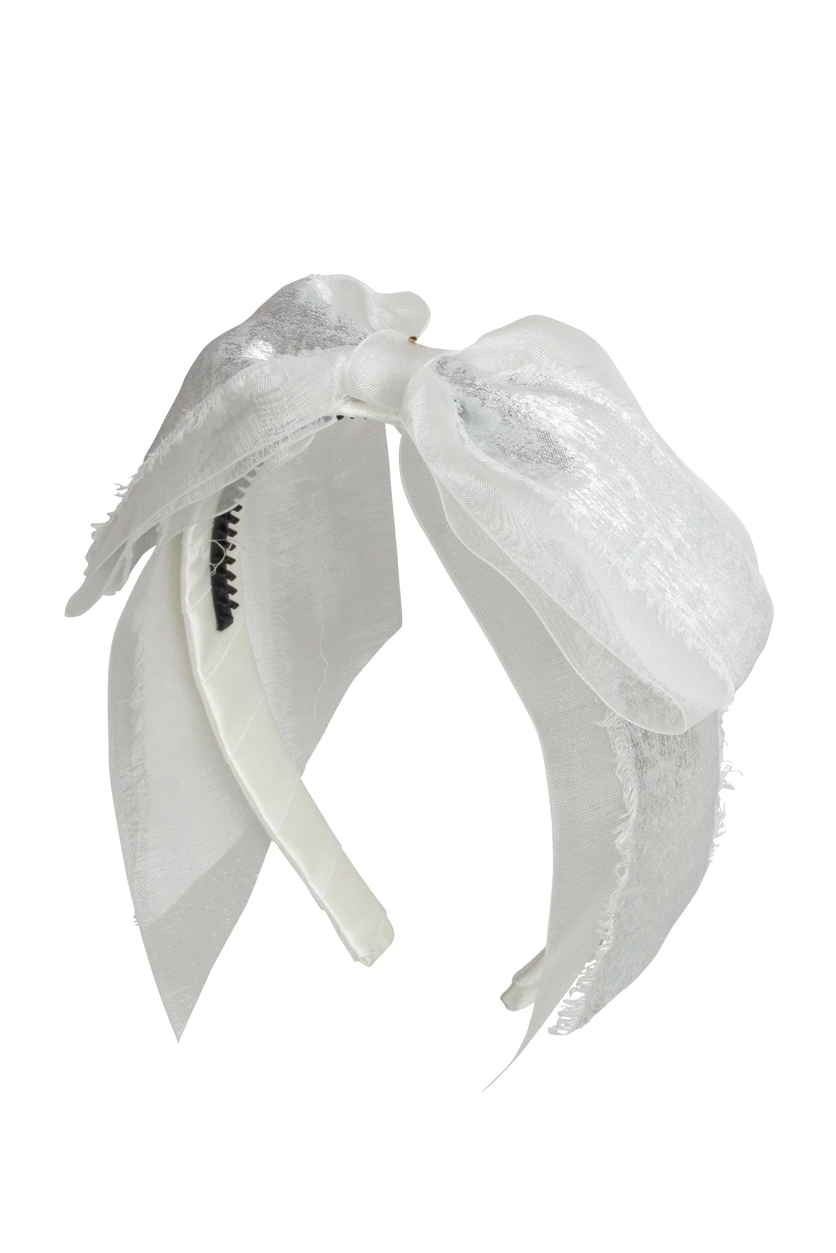 Primrose Bow Headband - White/silver