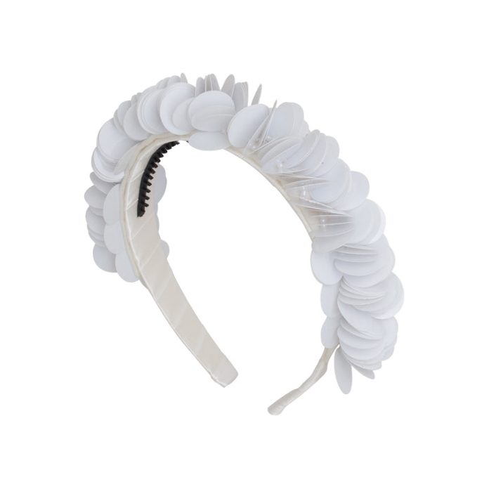 Sequins Blossoms Headband - White