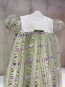 Green & Purple Flowered Baby Dress
