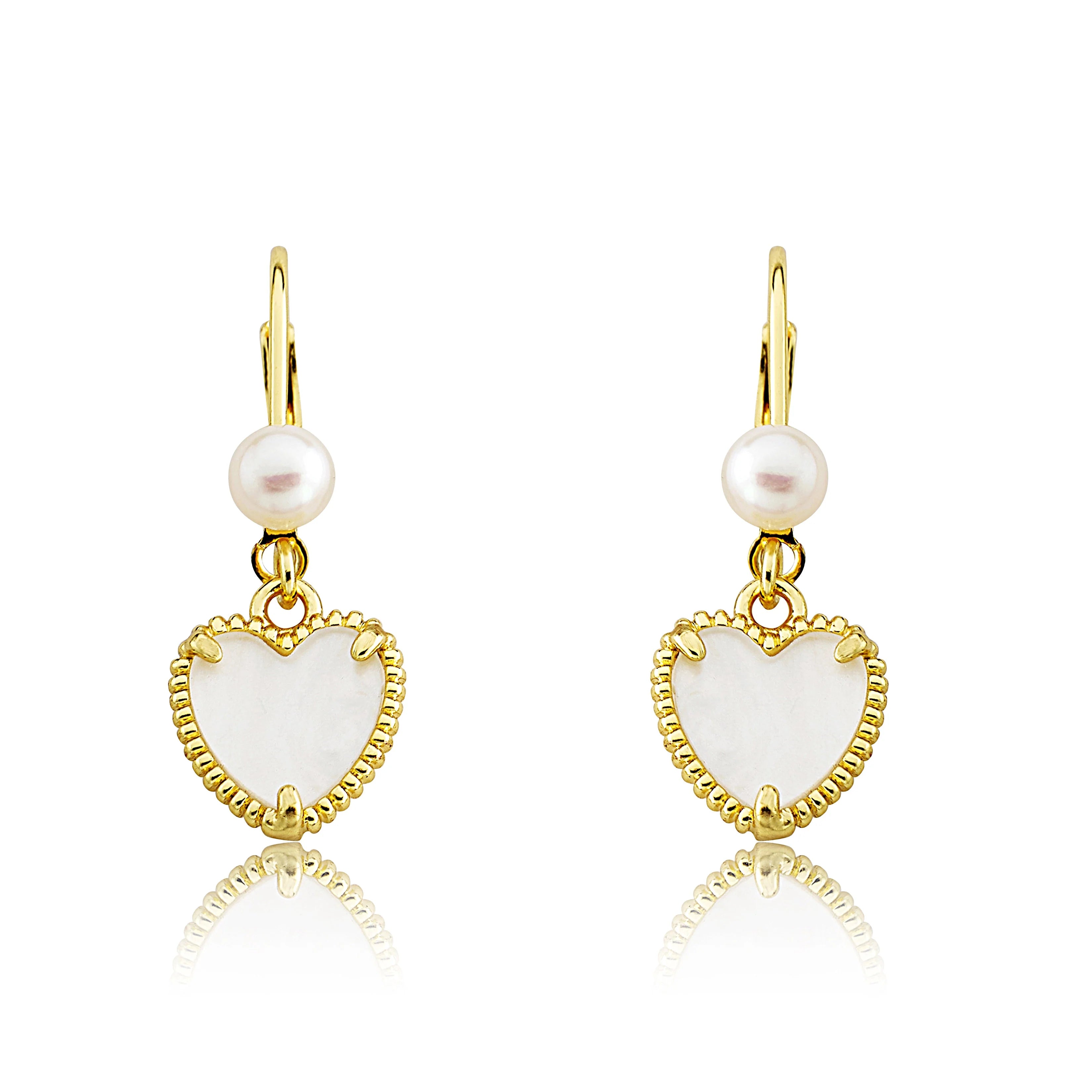 Mother of Pearl Heart Earring White