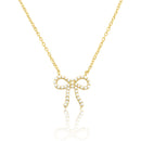 Gold Plated Pearls Bow Necklace