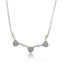 Micro Pave Heart Necklace - Silver