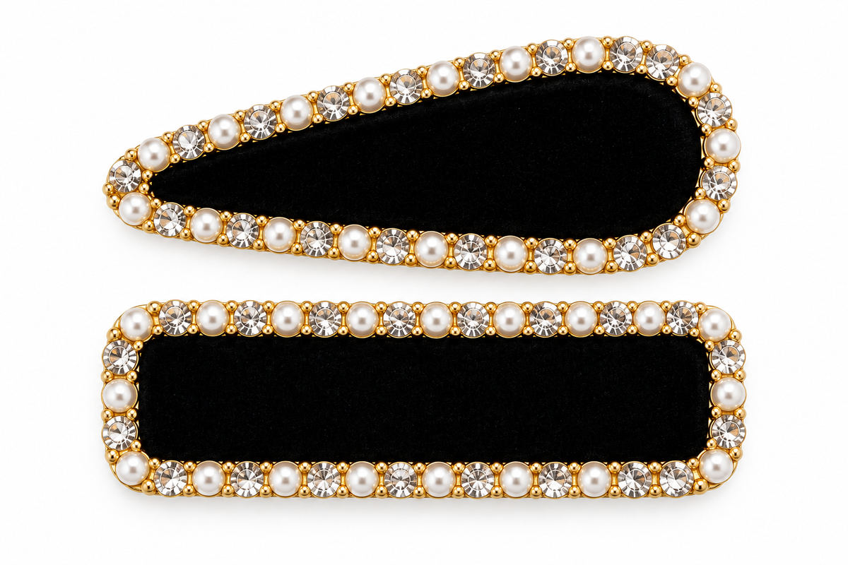 Pearl & Crystal Velvet Clips 1pc