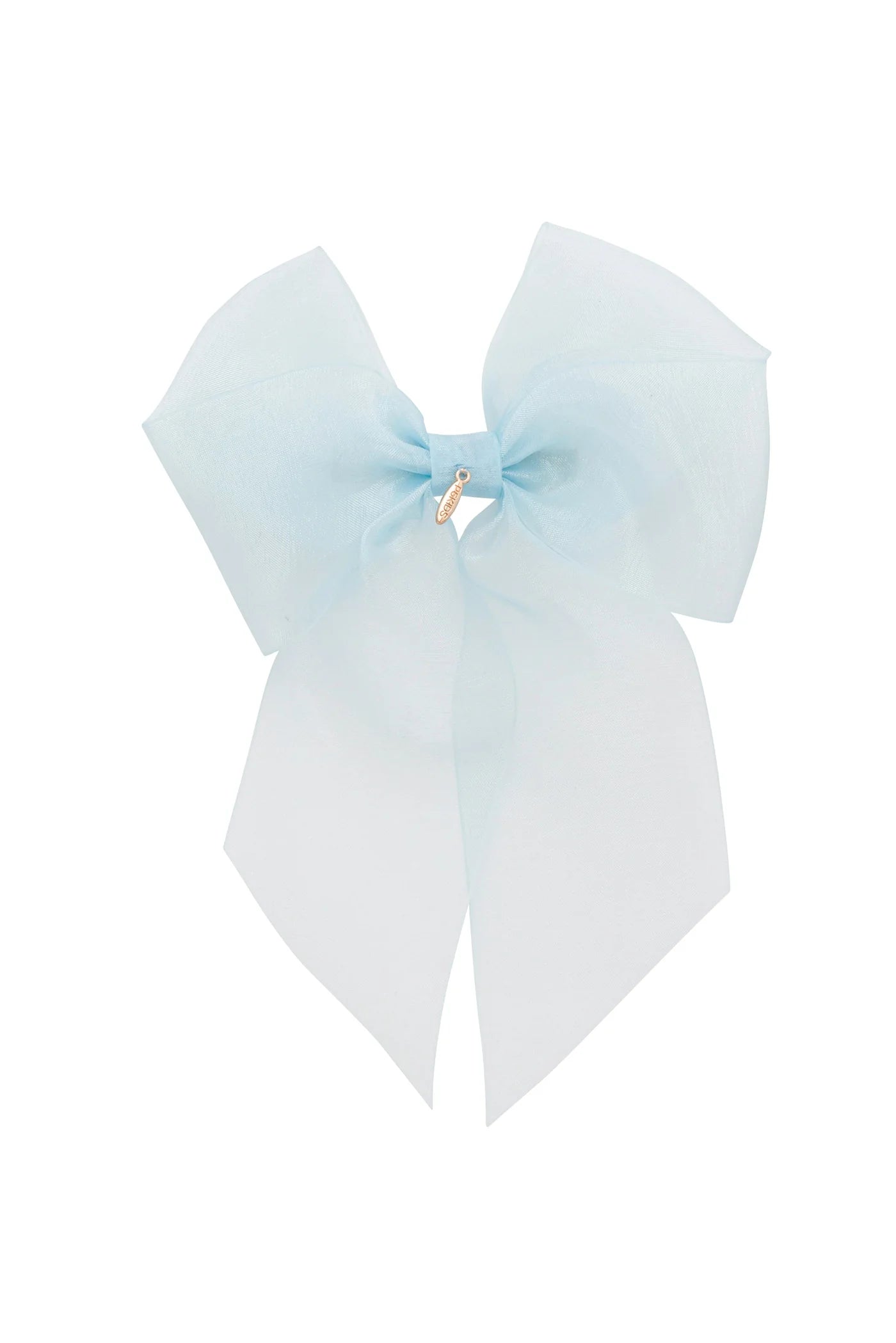 Oversized Organza Bow Clip - Light Blue