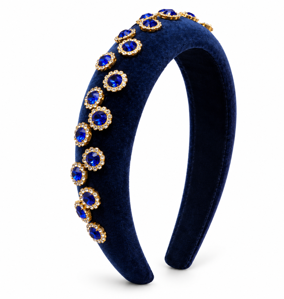 Navy Velvet Saphire Jeweled Headband