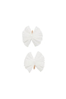 Velvet Pleated Butterfly Bow Clip Set - White