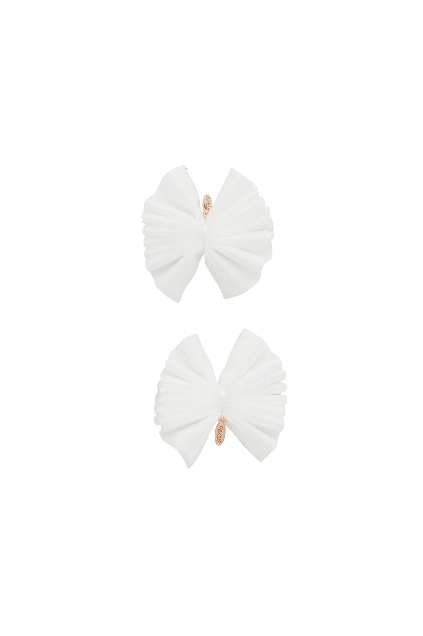 Velvet Pleated Butterfly Bow Clip Set - White