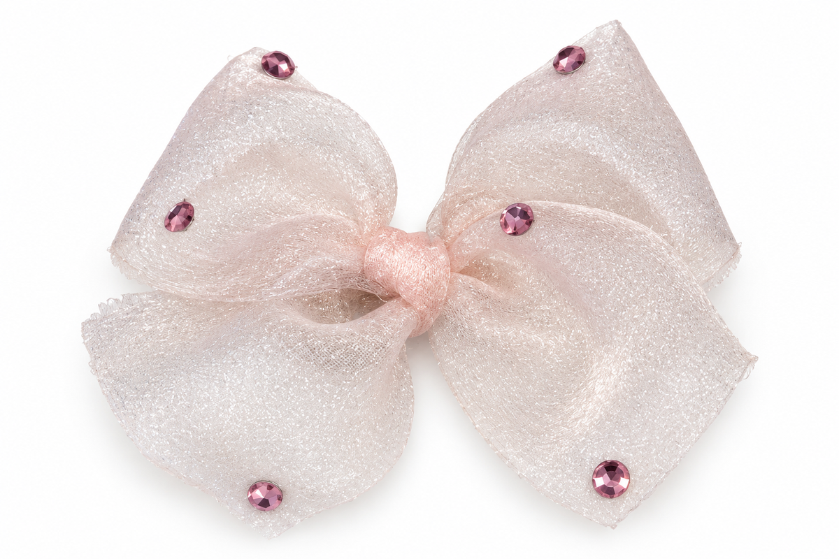 Blush Crystal Organza Bow
