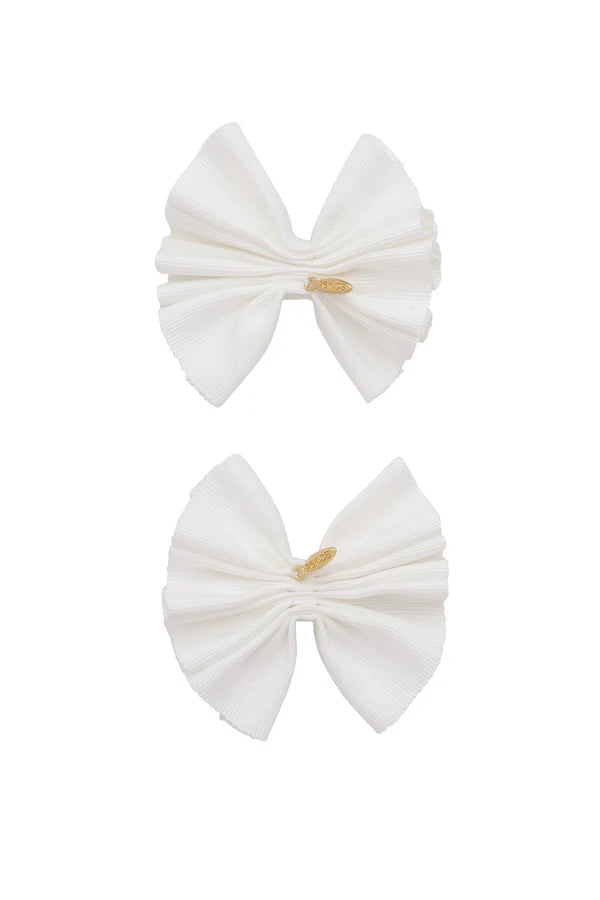 Pleated Palm Piggies Clip Set - White