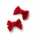 Rosette Velvet Double Clip Set Red