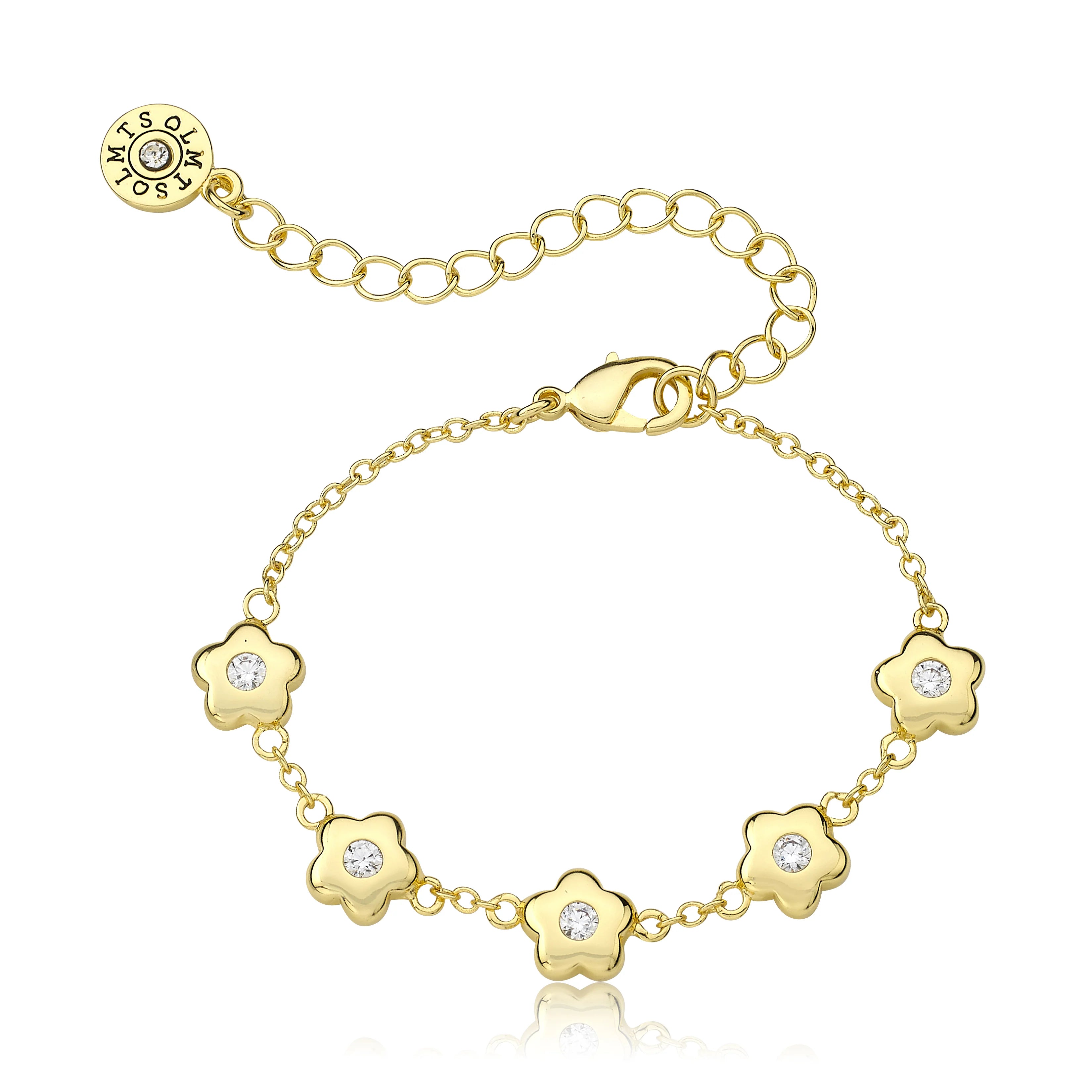 Gold Plated Flower Bracelet Clear