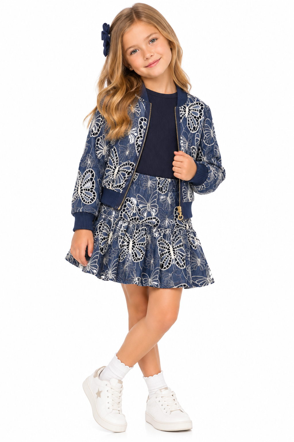 Butterfly Embroidered 3 Pcs Set