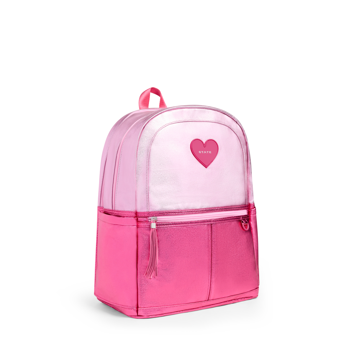 Pink/Hot Pink Colorblock Double Pocket Backpack