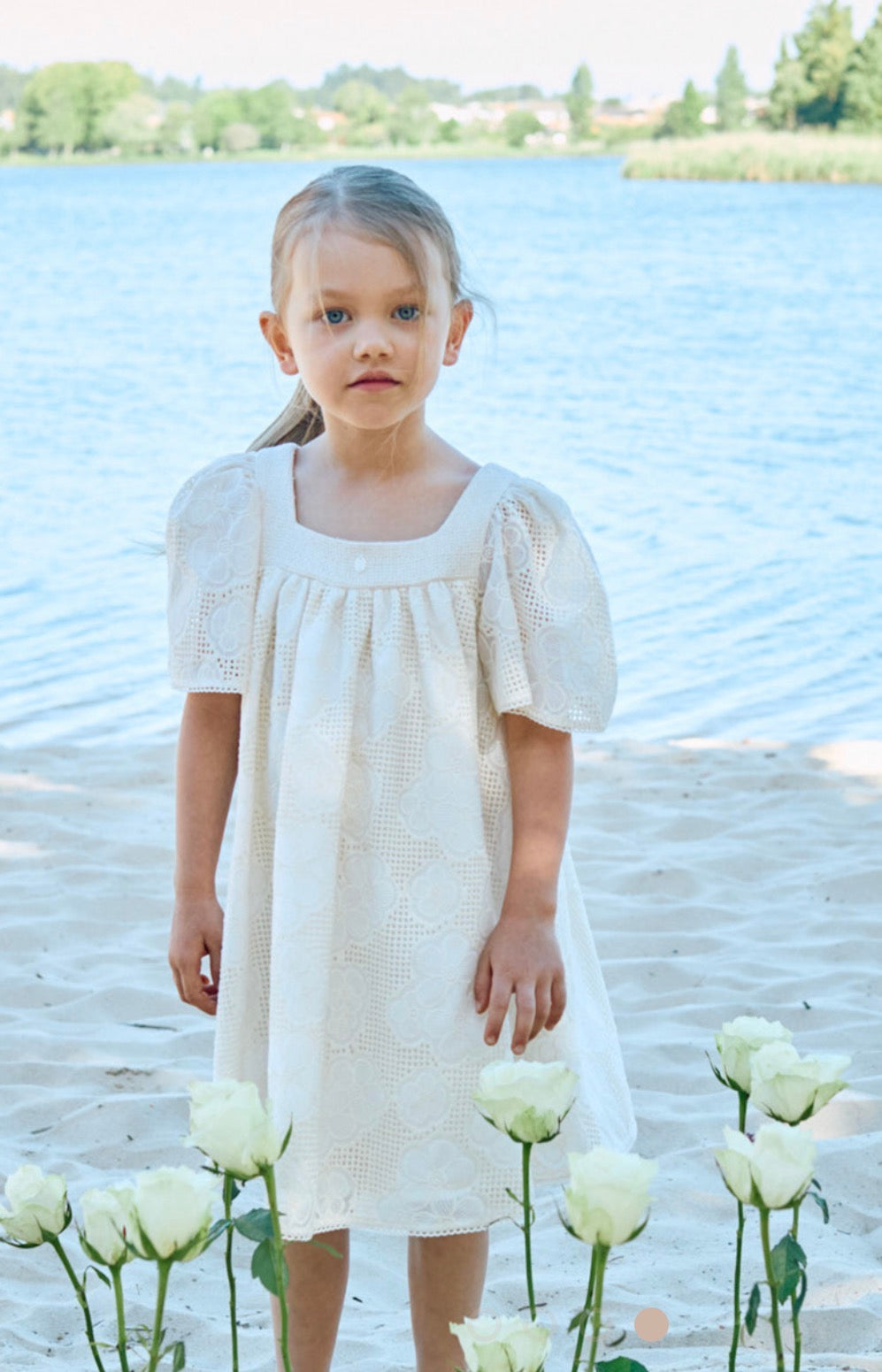Elegant Beige Floral Patterned Dress