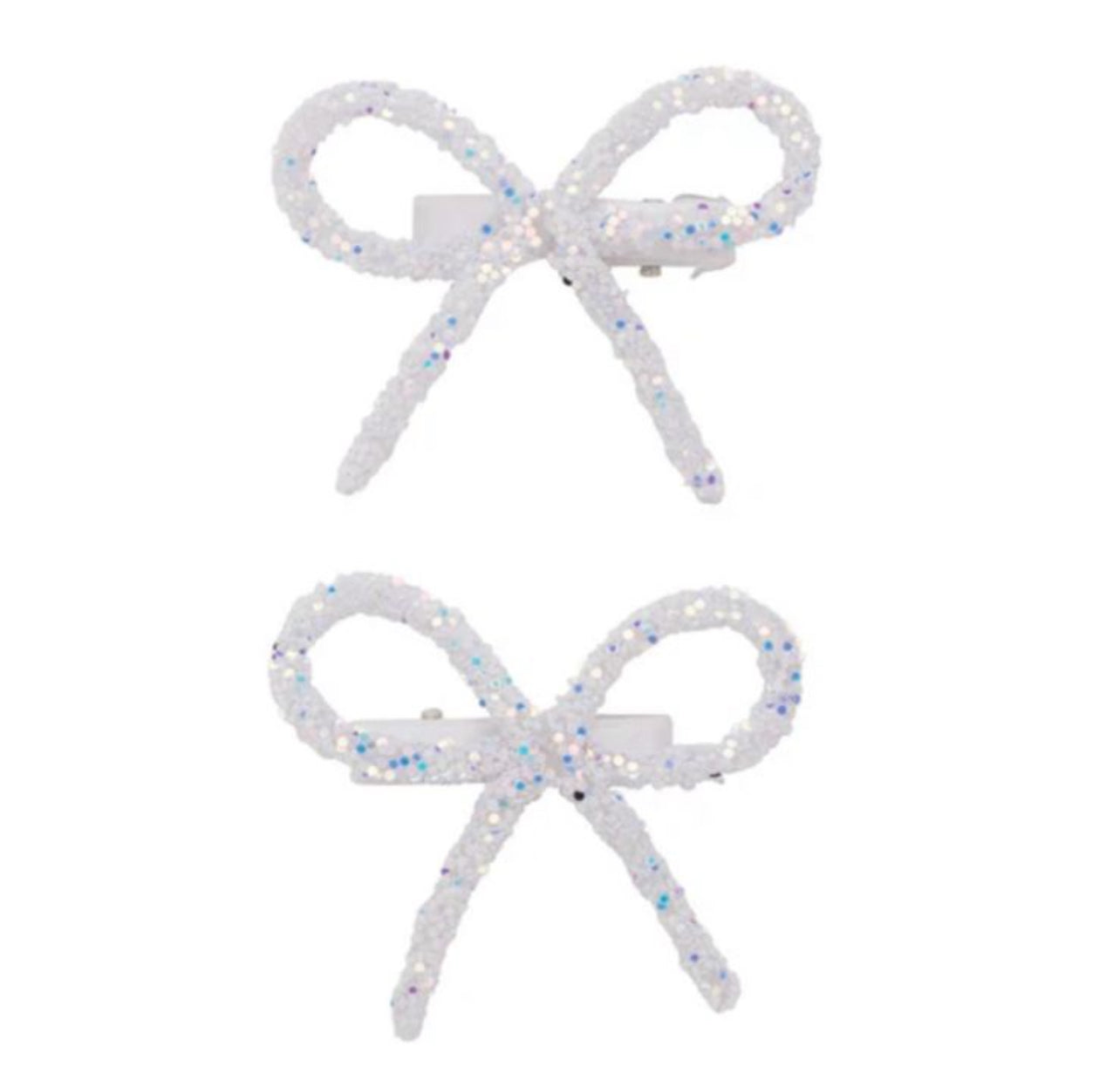 Glittered Bow Set Of 2 - White