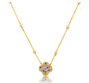 Clover Pendant On Bead Necklace - Multicolor