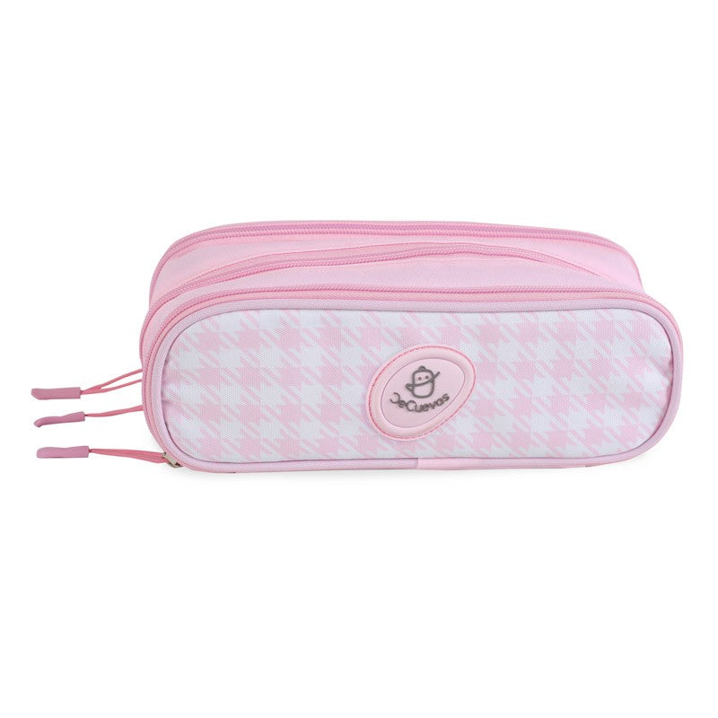 Large Pencil Case With 3 Compartments Pink