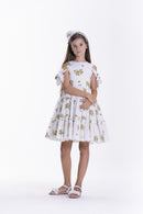 White & Yellow Flowers Dress