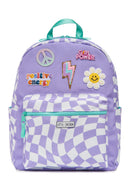 Large Lavender Groovy Check Patched Backpack