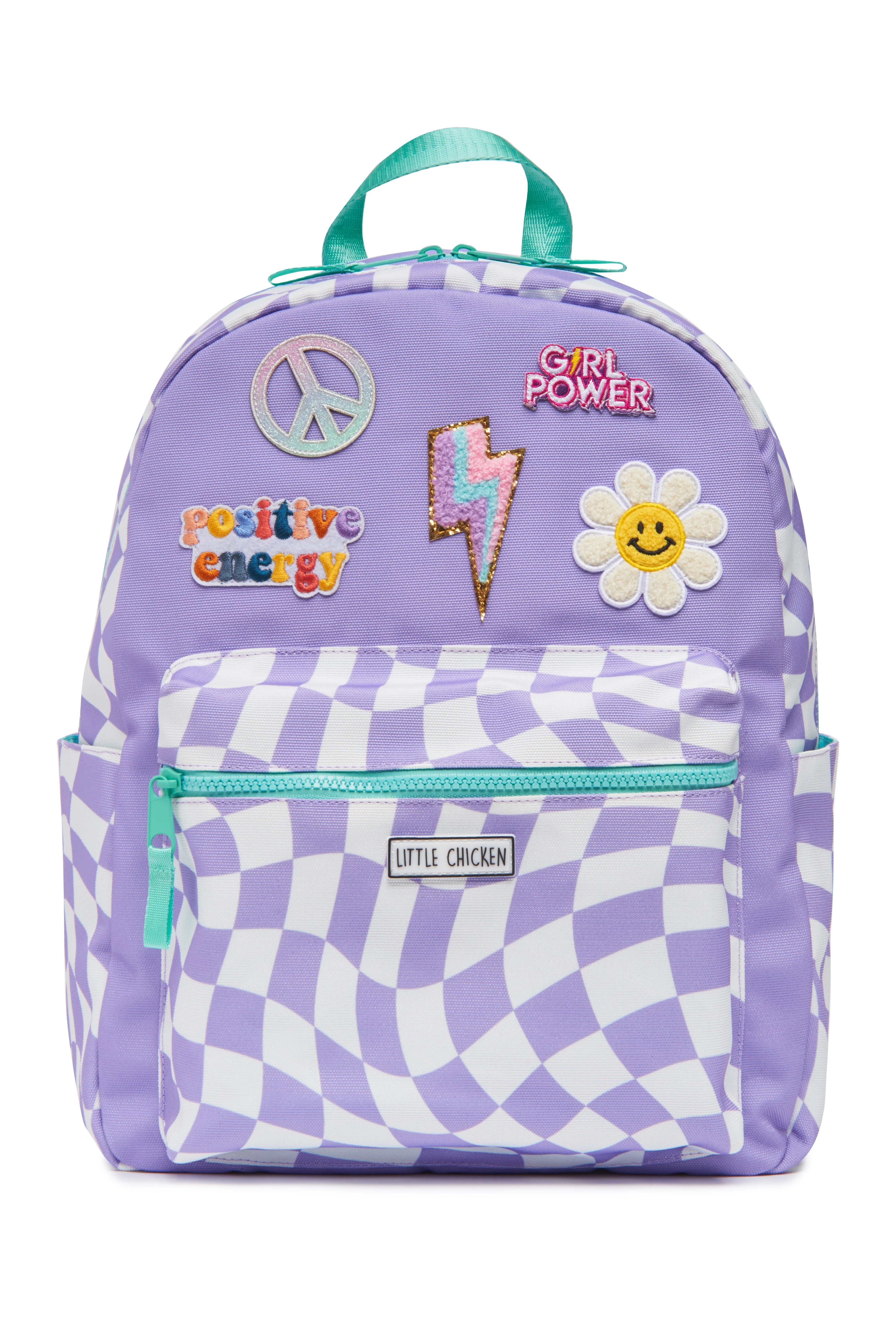 Large Lavender Groovy Check Patched Backpack